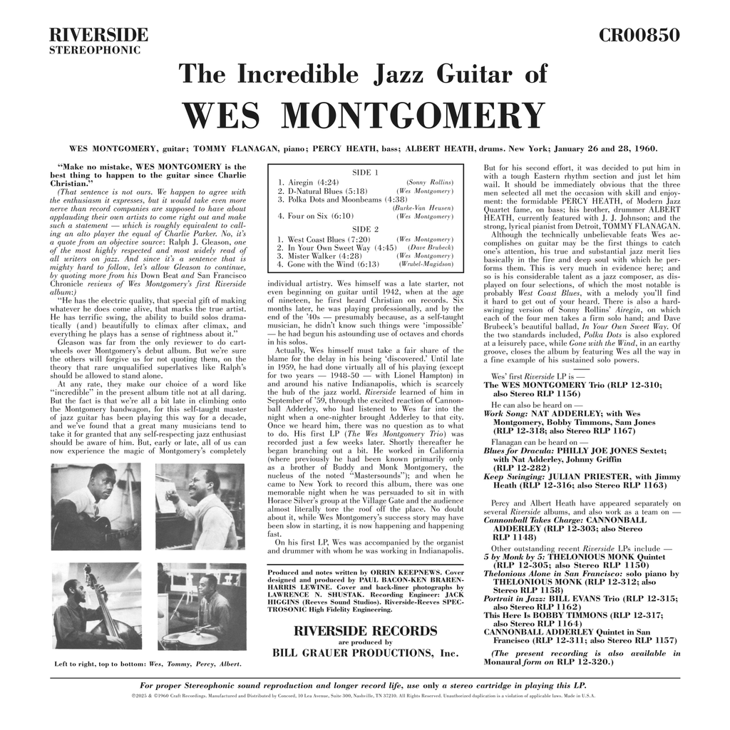 Wes Montgomery - The Incredible Jazz Guitar Of Wes Montgomery - OJC LP [ Record ]