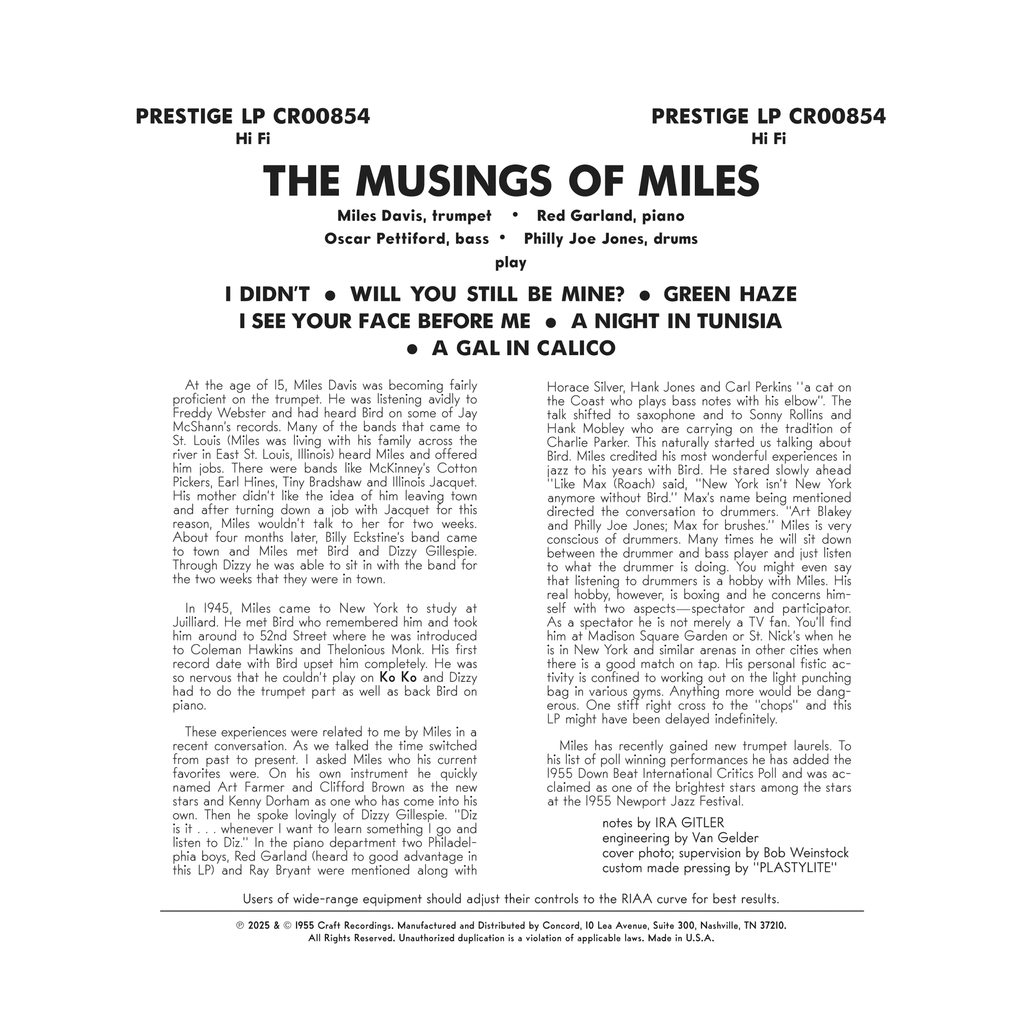 Miles Davis - The Musings of Miles - OJC LP [ Record ]