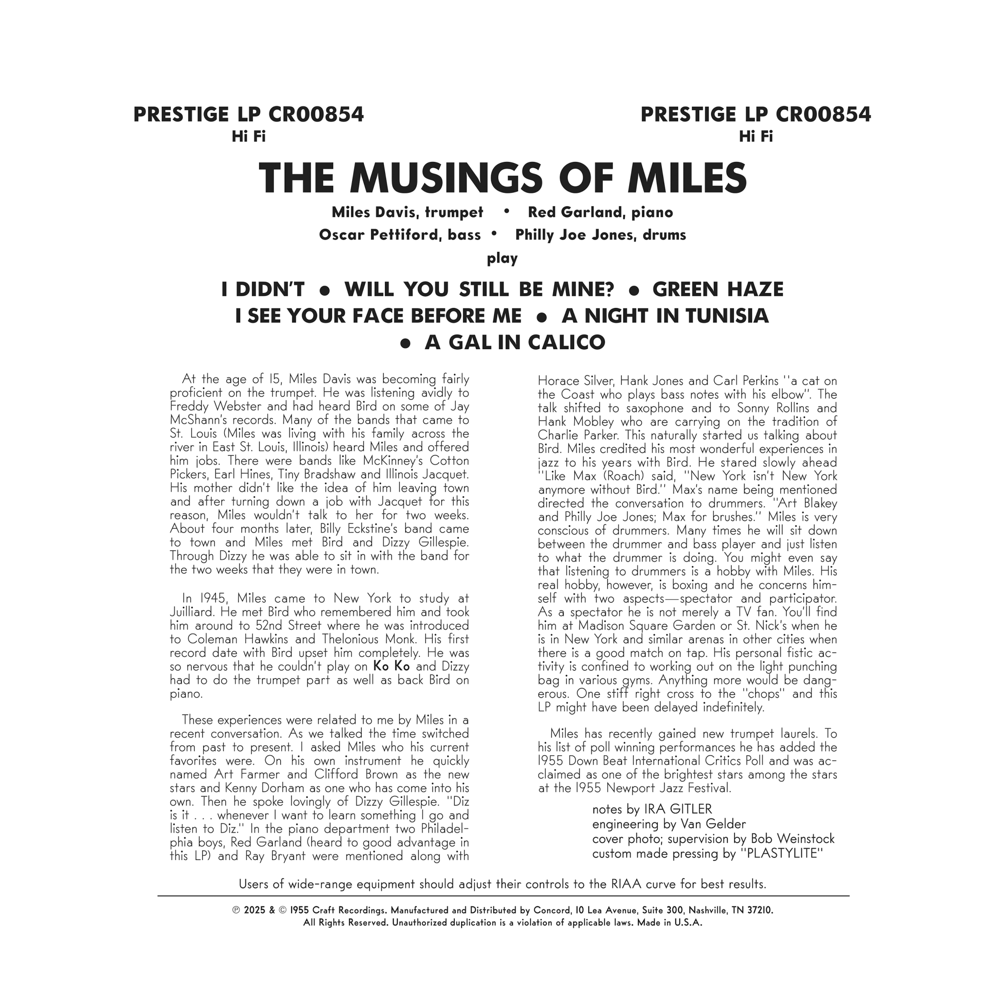 Miles Davis - The Musings of Miles - OJC LP [ Record ]