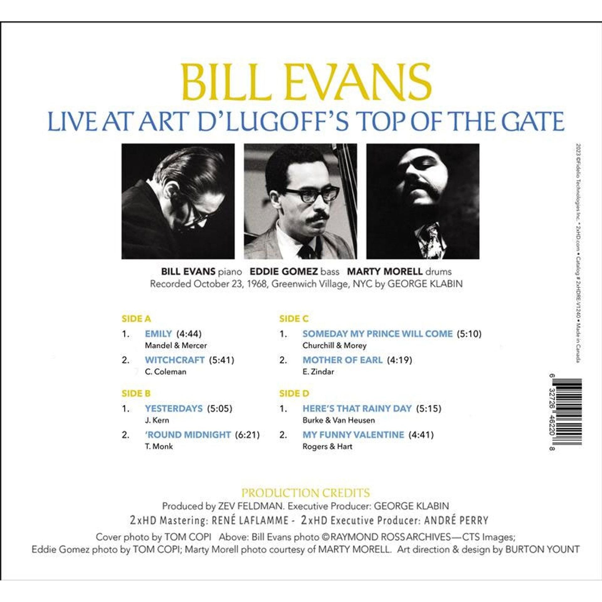 Bill Evans - Live at Art D'Lugoff's Top of The Gate Vol. 1 - 2xHD LP [ Record ]