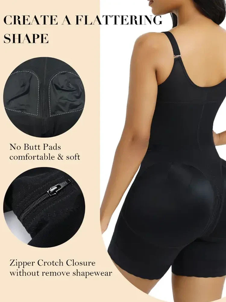 Women’s Colombianas Shapewear – Tummy Control, Butt Lifter, Zipper Crotch, Detachable Straps
