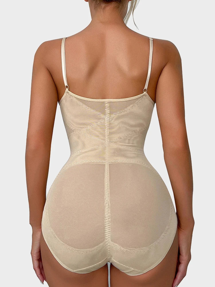 Shapewear Bodysuit for Women Tummy Control Body Shaper V-Neck Cami Bodysuit with Built in Bra