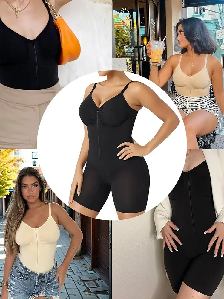 Zip-Up Sculpting Shapewear Bodysuit