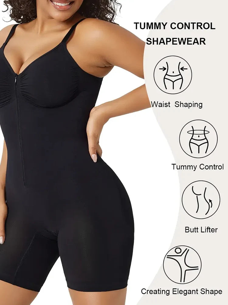 Zip-Up Sculpting Shapewear Bodysuit