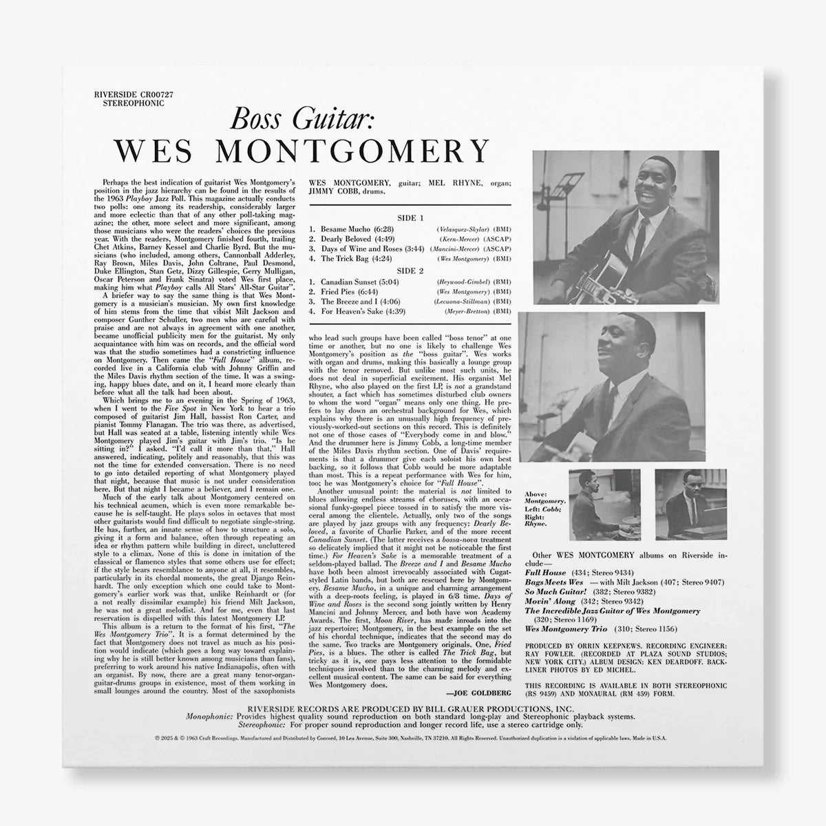 Wes Montgomery - Boss Guitar - OJC LP [ Record ]