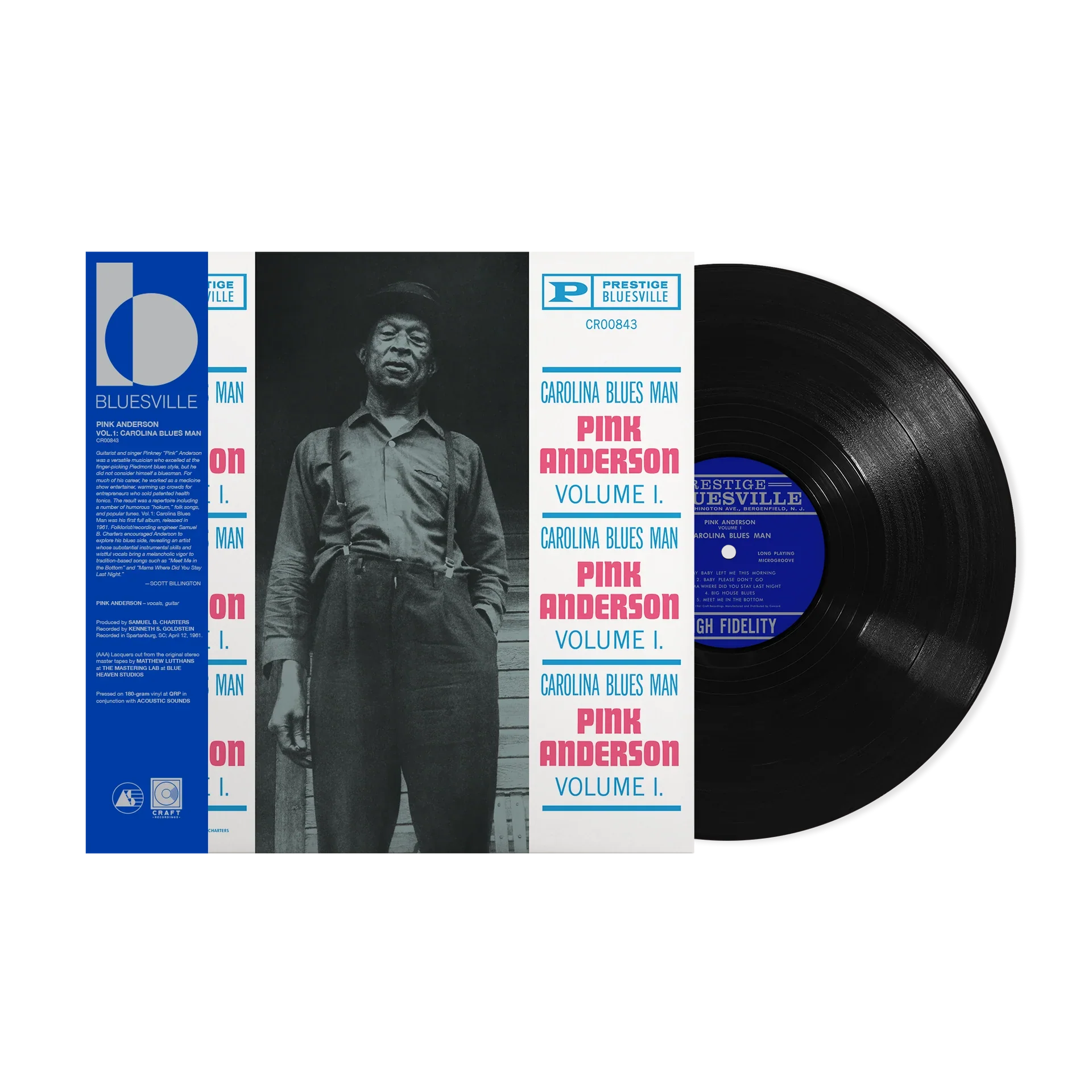 Pink Anderson - Volume 1: Carolina Blues Man - Bluesville Acoustic Sounds Series LP [ Record ]