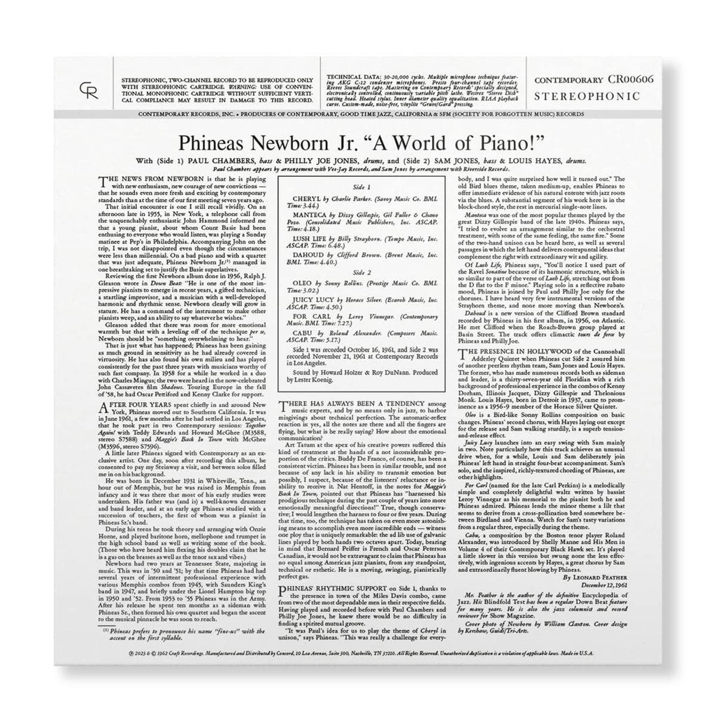 Phineas Newborn Jr. - A World of Piano! - Contemporary LP [ Record ]