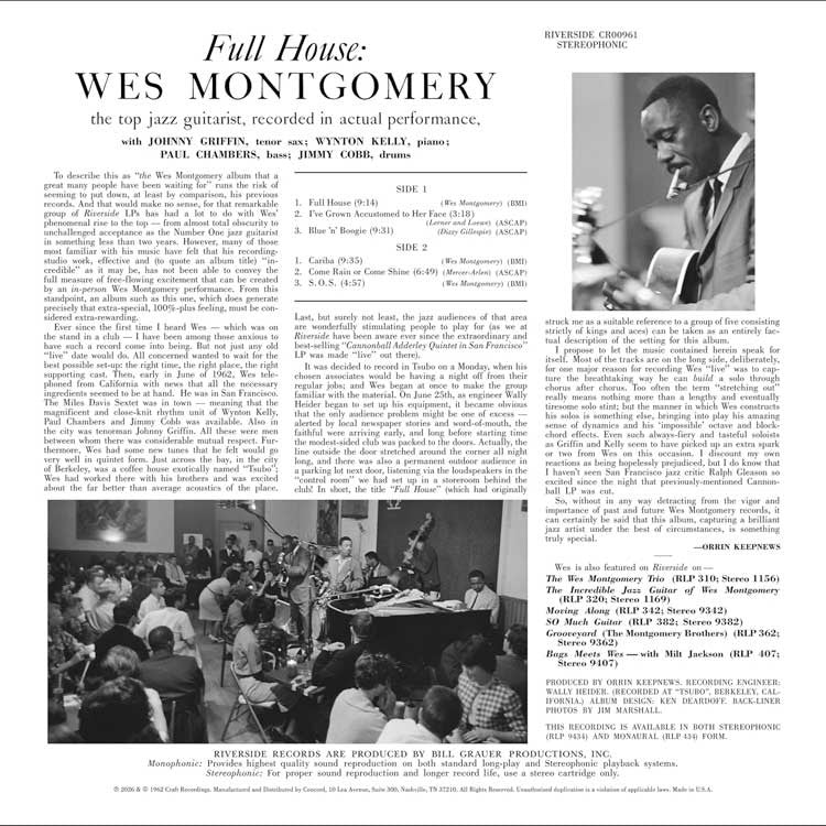 Wes Montgomery - Full House - OJC LP [ Record ]