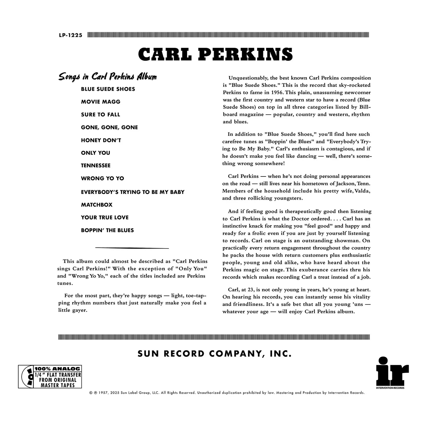 Carl Perkins - Dance Album Of Carl Perkins - Intervention LP [ Record ]