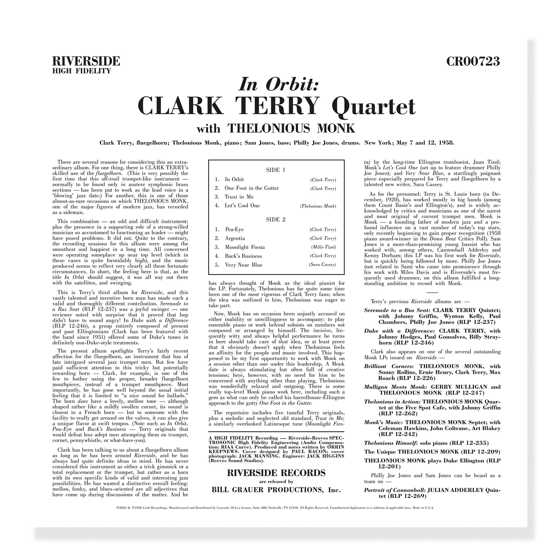 Clark Terry Quartet - In Orbit - OJC LP [ Record ]