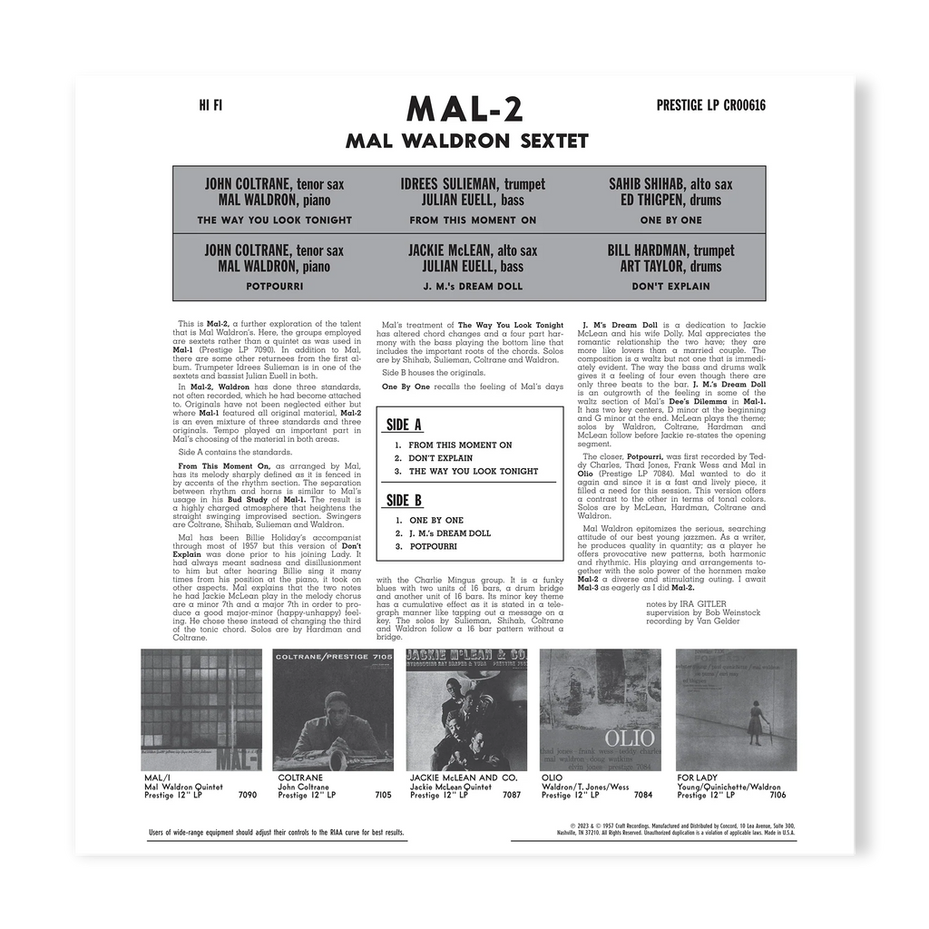 Mal Waldron Sextet - Mal/2 - OJC LP [ Record ]