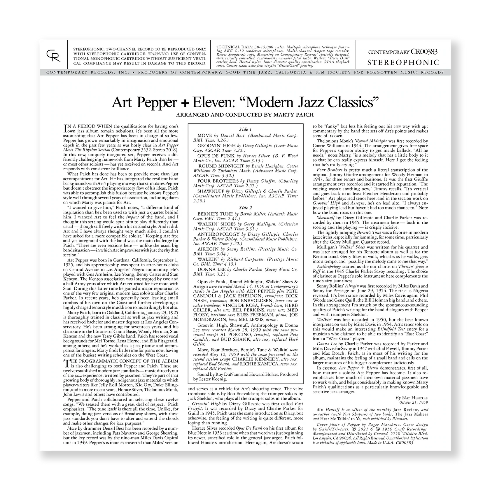 Art Pepper - +11 - Contemporary LP [ Record ]
