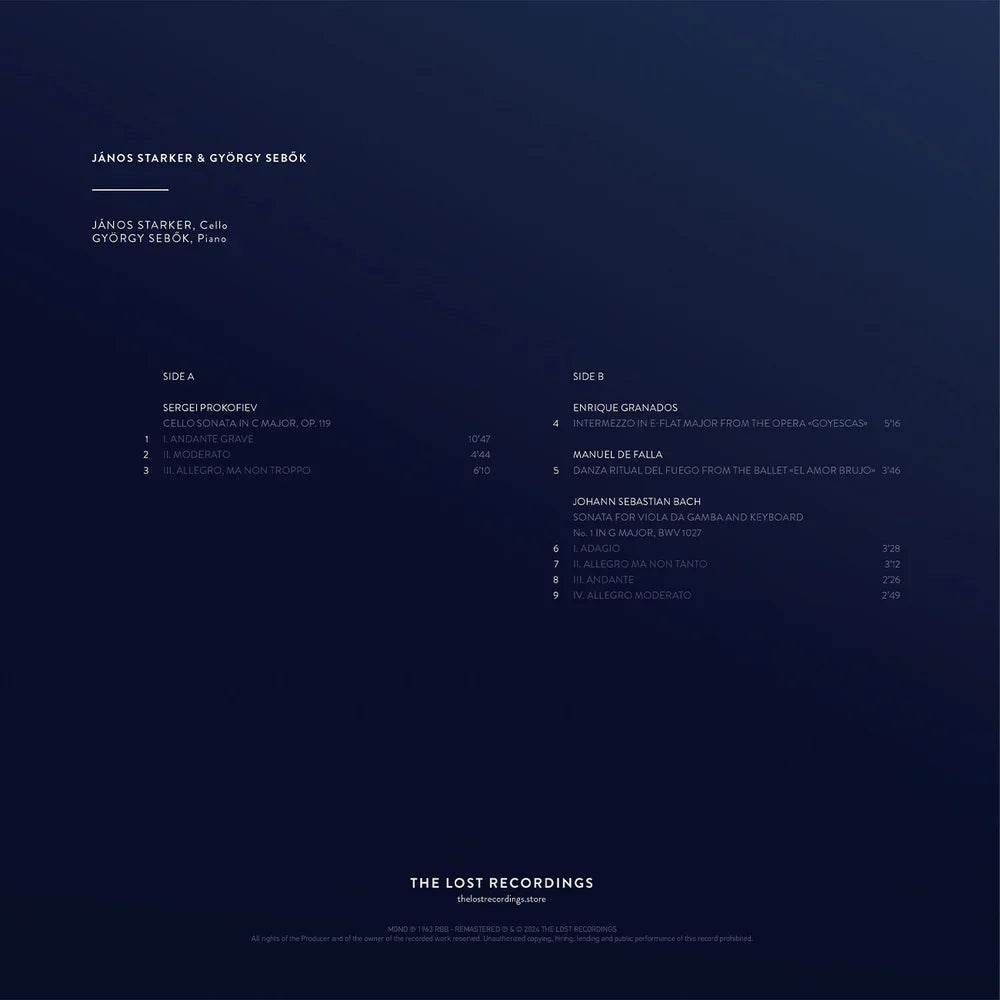 Janos Starker and Gyorgy Sebok - The Unreleased Berlin Studio Recordings 1963 - The Lost Recordings LP [ Record ]