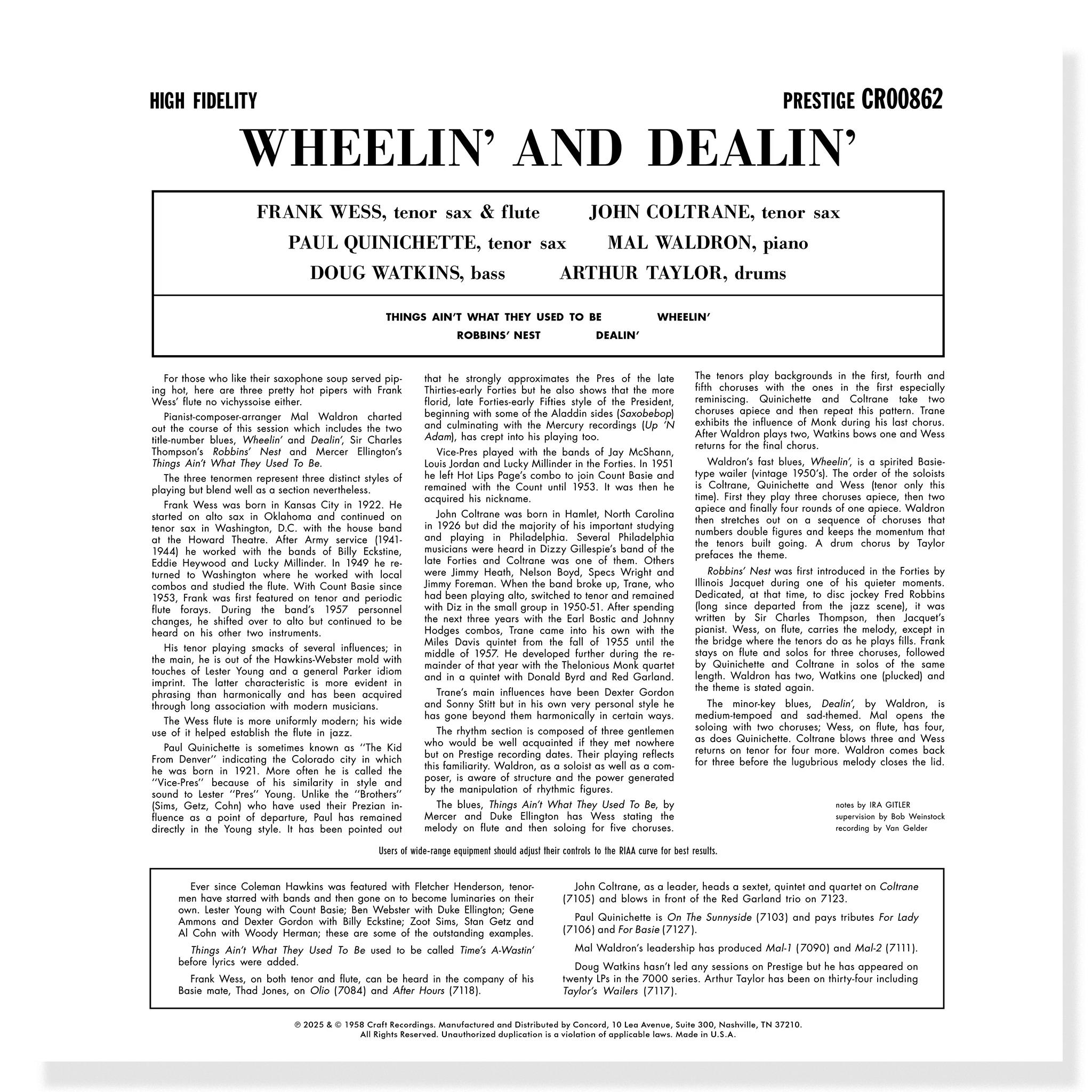 The Prestige All Stars - Wheelin' & Dealin' - OJC LP [ Record ]