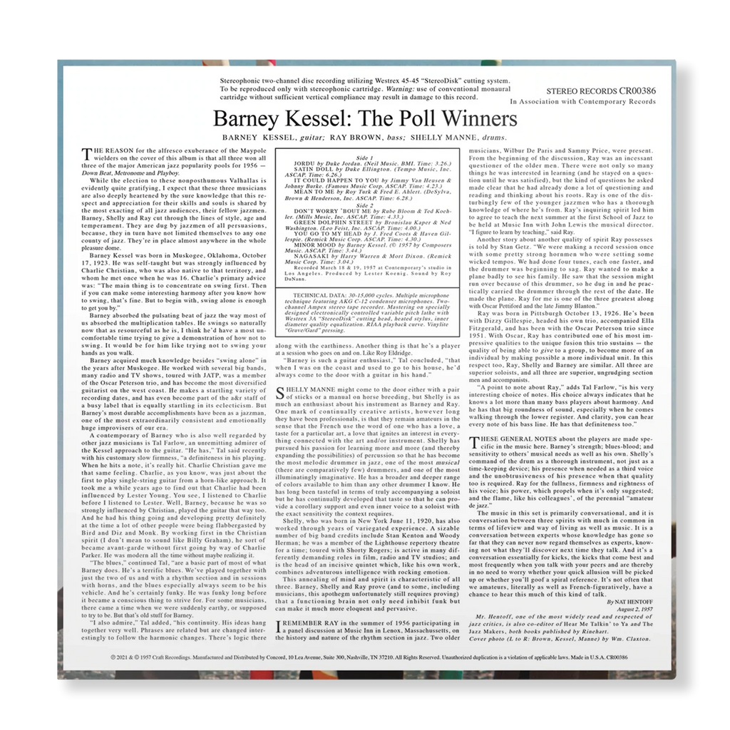Barney Kessel, Ray Brown, and Shelly Manne - The Poll Winners - Contemporary LP [ Record ]