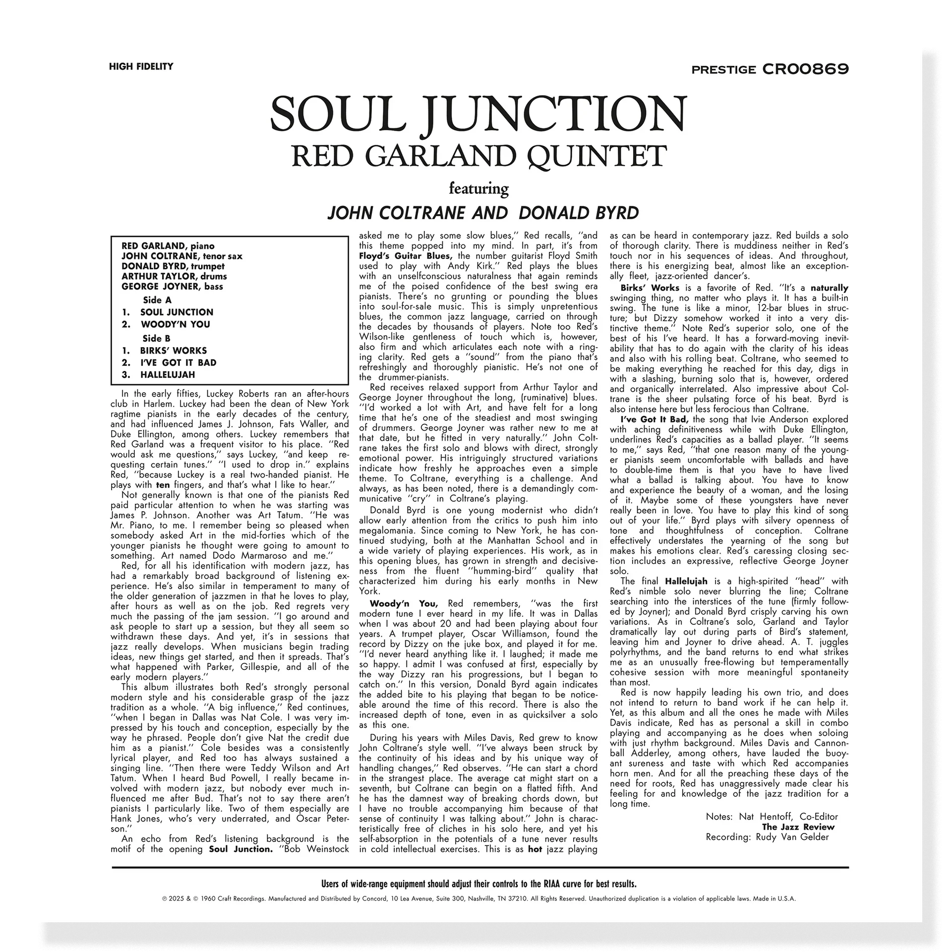Red Garland Quintet - Soul Junction - OJC LP [ Record ]