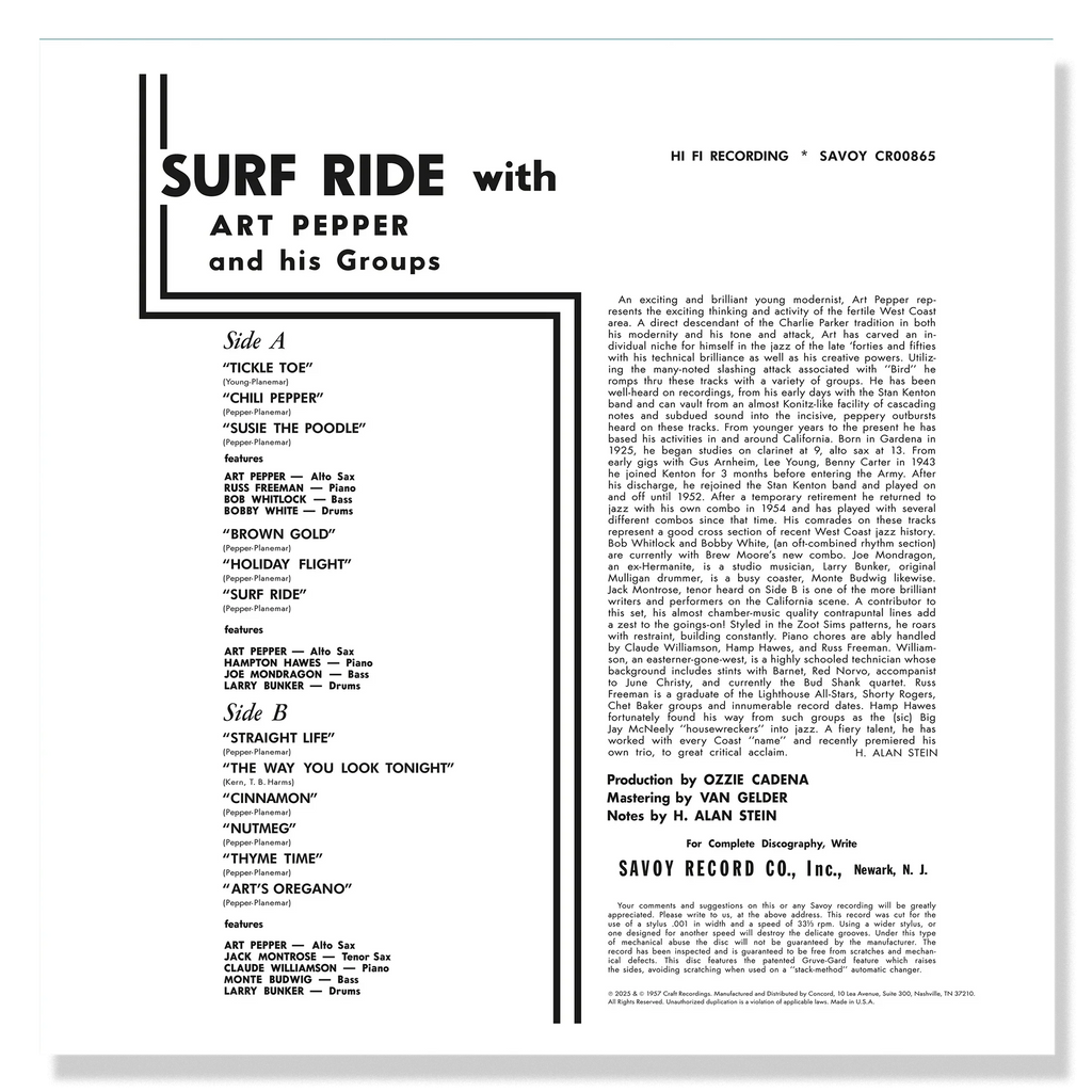 Art Pepper - Surf Ride - OJC LP [ Record ]