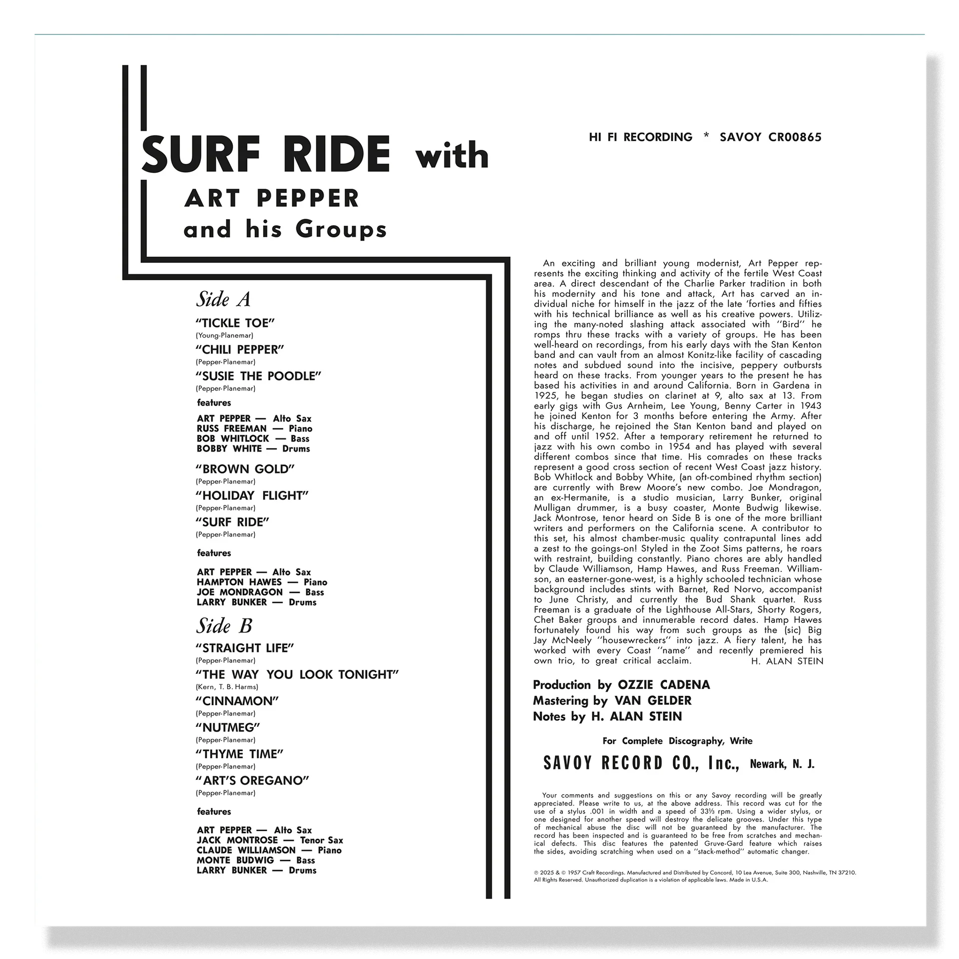 Art Pepper - Surf Ride - OJC LP [ Record ]