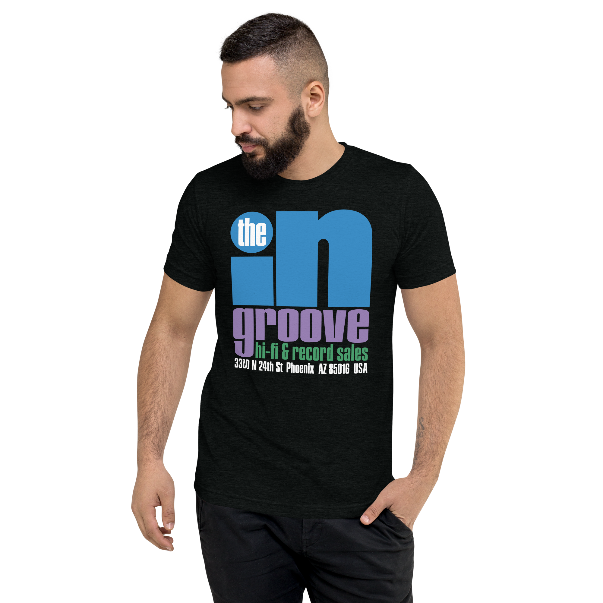 The 'In' Groove Record Store Solid Black Jazzy T-Shirt [ Record ]